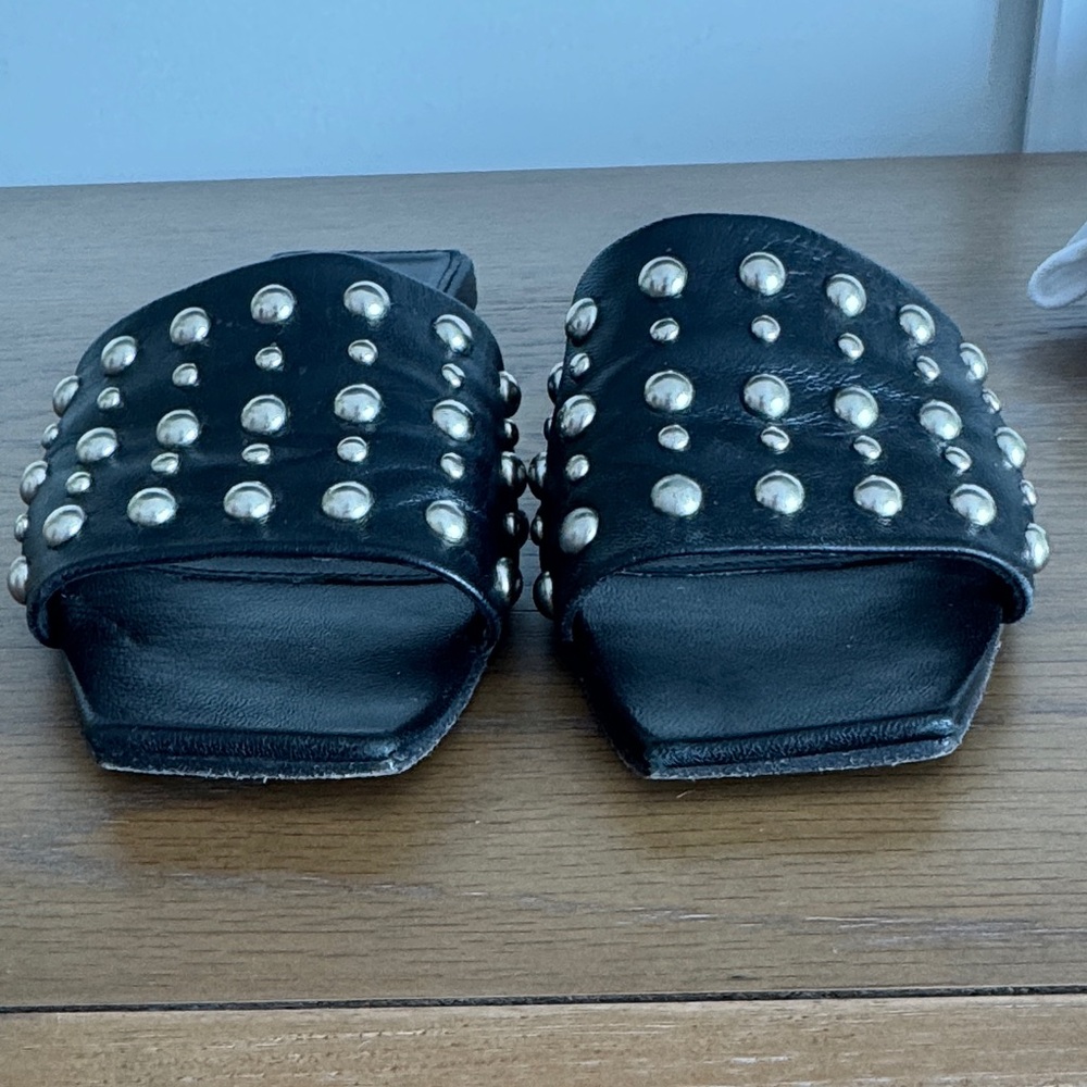 The Kooples Black Studded Leather Sandals - Picture 5 of 8